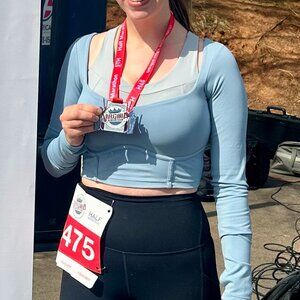 POPFLEX Sweetheart Long Sleeve Crop - Blue Storm